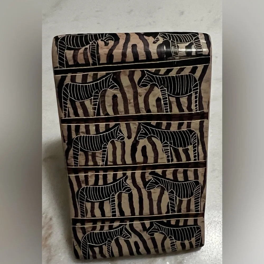 Pier 1 Hand Carved, Hand Painted Soapstone Zebra Bookend Pair